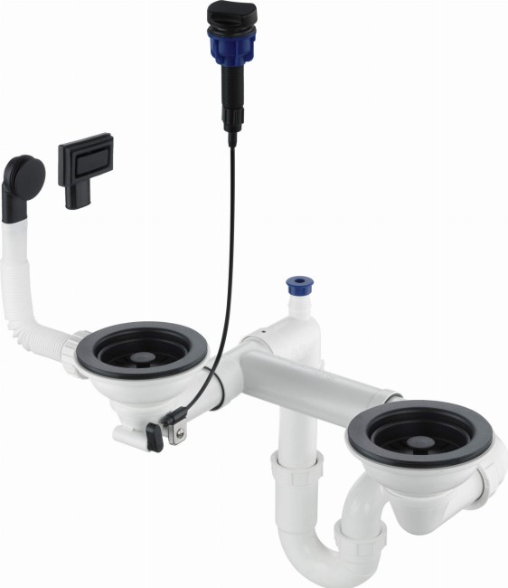 Syfon do zlewozmywaka granitowego 1.5- i 2-komorowego - Space-Saver, wykończenie: nero