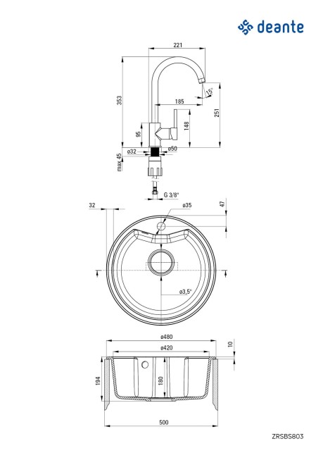 Zlewozmywak granitowy z baterią 1-komorowy, wykończenie: szary metalik