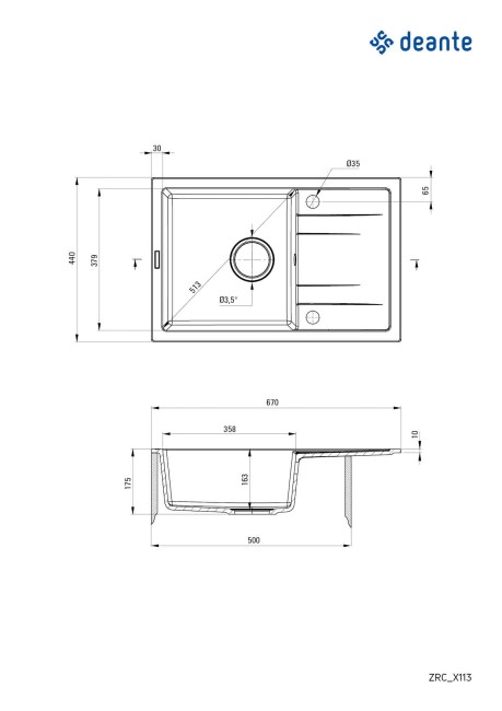 Zlewozmywak granitowy 1-komorowy z ociekaczem