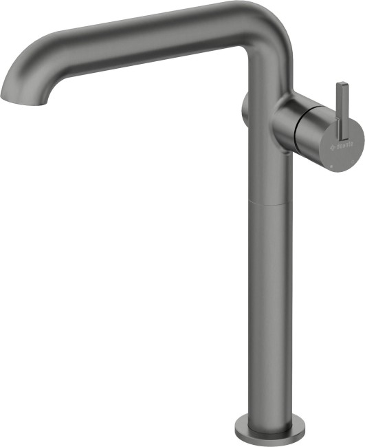 Bateria umywalkowa wysoka z prostokątną wylewką, wykończenie: titanium