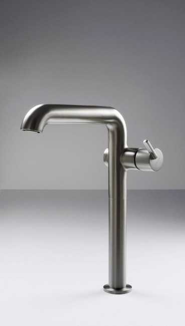 Bateria umywalkowa wysoka z prostokątną wylewką, wykończenie: titanium