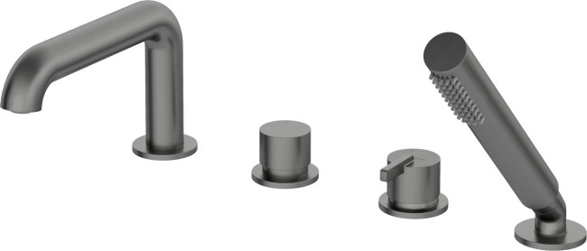 Bateria wannowa 4-otworowa z zestawem prysznicowym, wykończenie: titanium