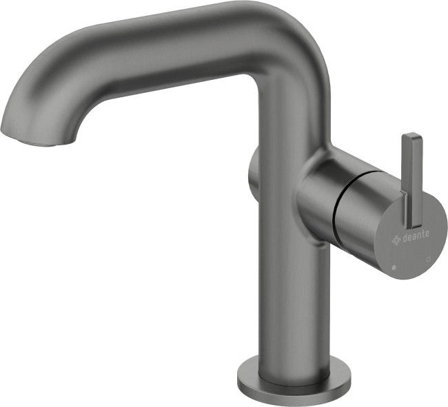 Bateria umywalkowa z prostokątną wylewką, wykończenie: titanium