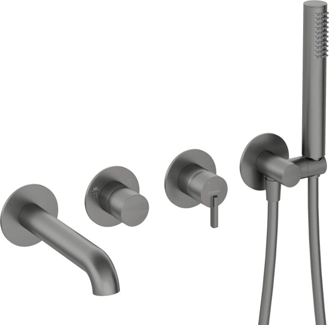 Bateria wannowa 4-otworowa podtynkowa, wykończenie: titanium
