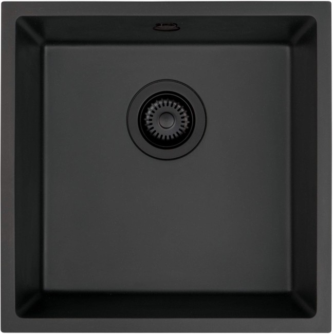 Zlewozmywak granitowy 1-komorowy podwieszany, wykończenie: grafit metalik