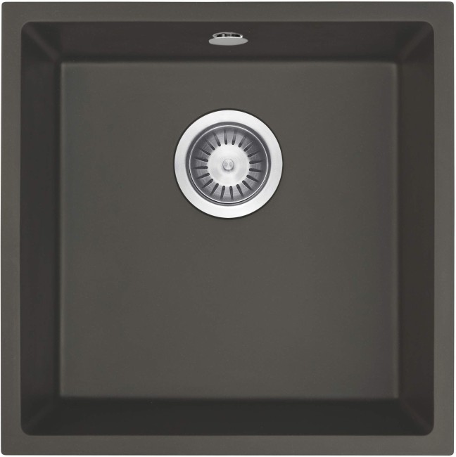 Zlewozmywak granitowy 1-komorowy podwieszany, wykończenie: antracyt metalik